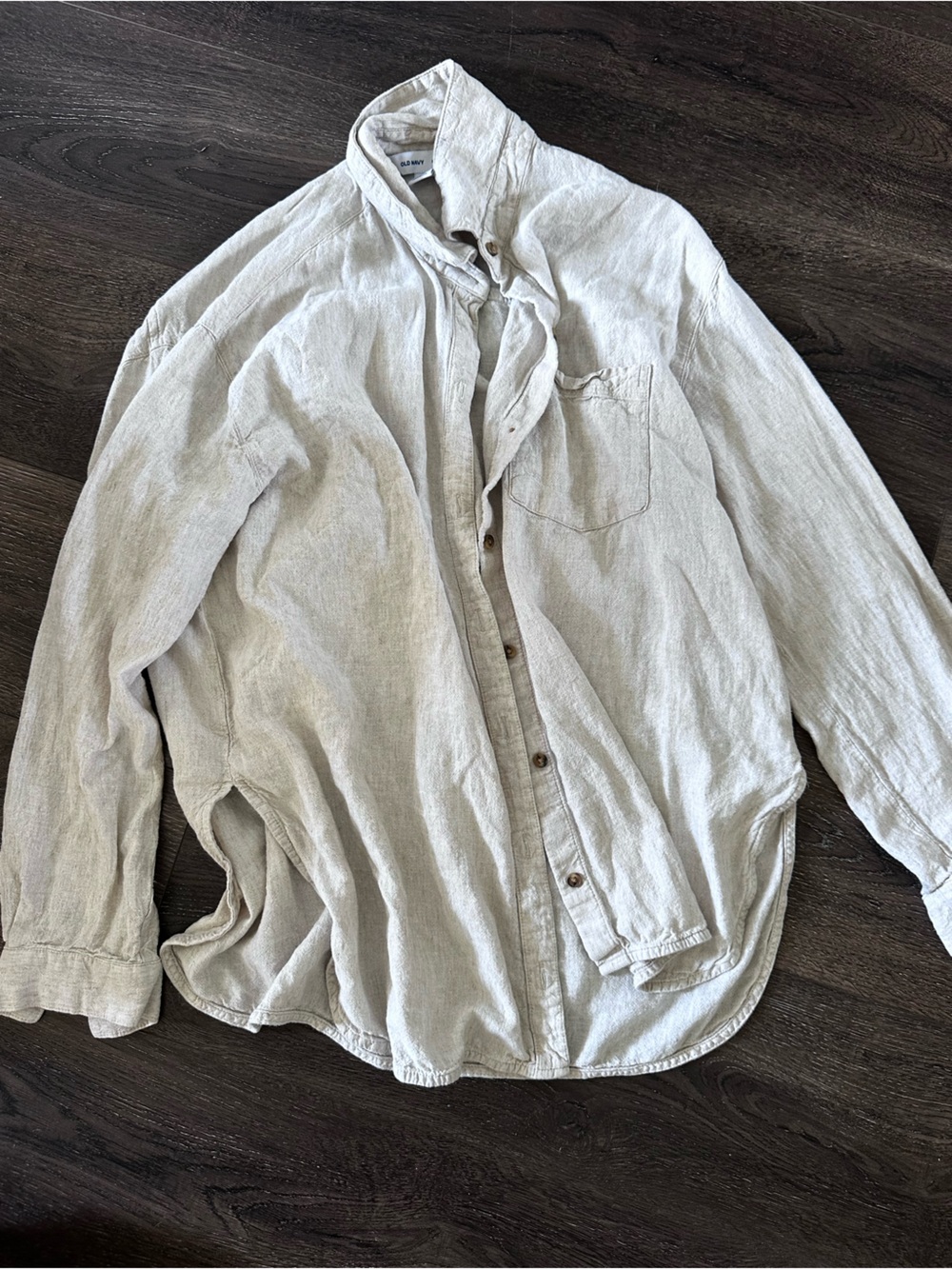 Old Navy Light Beige Linen-Blend Button Down